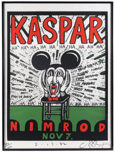 MARTIN SHARP [1942 - 2013], Kaspar (Nimrod), 1982, Screenprinted poster, ed. 44/1000, signed lower right, dated lower centre, 658.5 x 46cm.