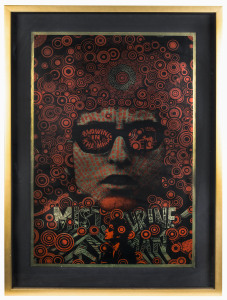 MARTIN SHARP [1942 - 2013], Mister Tambourine Man - Blowing in the Mind, Red and black ink on gold reflective foil paper, 2012 (reproduction of 1967 original), Limited edition poster, 99/250, 74 x 49cm.