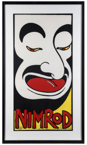 MARTIN SHARP [1942 - 2013], Nimrod (Mo), Screen-printed limited edition poster, numbered 792/1000 at lower left; dated 2.12.82" at centre & signed lower right, 88 x 45cm.