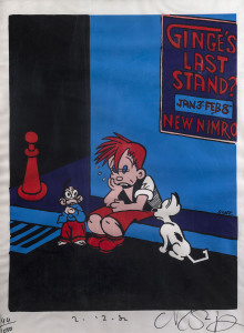 MARTIN SHARP [1942 - 2013], Ginge's Last Stand? (New Nimrod), screen-printed limited edition poster, numbered 44/1000 lower left, dated 2.12.82 at centre & signed lower right, 68 x 48cm.