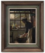 MATTHIJS MARIS [Dutch, 1839 - 1917] attributed, Untitled (A woman washing clothes by a window), oil on board, circa 1880, 35 x 26cm. - 2