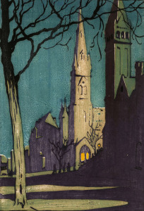 ETHEL LOUISE SPOWERS [1890 - 1947], Collins Street, Colour linocut, 1926, signed and dated in pencil and inscribed with title, 25.5 x 18.5cm.