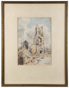 DARYL ERNEST LINDSAY [1890 - 1976], [Ruined church, France, 1917], watercolour, signed lower right, 32.5 x 23cm. - 2