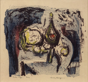 MARY MacQUEEN [1912 - 1994], Still Life, hand-coloured lithograph, titled, editioned 3/10 and signed by the artist in lower margin, 18 x 20cm.