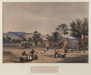 GEORGE FRENCH ANGAS [1822 – 1886], Bethany, A Village of German settlers, at the foot of the Barossa Hills, lithograph, printed with tint stone and hand-colouring, from "South Australia Illustrated", 1847, 23 x 32.5cm.