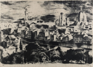 WILLIAM LEONARD LLOYD (LEN) ANNOIS [1906 - 1966], A View of Florence, lithograph, signed 'Len Annois', dated '55, inscribed and numbered 10/10 in pencil in lower margin, 39 x 55 cm.