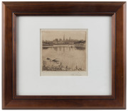 JOHN SHIRLOW [1869 - 1936], Yarra River with city skyline, etching, signed and dated "1921" in the plate, signed in pencil in lower margin and editioned "10", 12 x 12cm. - 2
