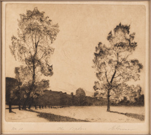 ELIOTH GRUNER [1882 - 1939], The Poplars, etching, numbered "No.10", titled and signed in pencil in the lower margin, 15.5 x 17.5cm.