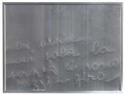 ROX DELUCA [1963 - ], Non uscire mai, Tatoo per la canicia, Ripiegare, A set of three embossed aluminium panels, each signed and titled verso; dated 2000, and each 39 x 29cm. (3) - 2
