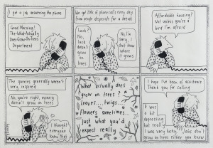 JUDY HORACEK [b.1961 - ], What Grows on Trees, original cartoon in ink on paper, 1992, 27 x 38cm.