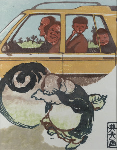 NORIO TAKAMIYA [Japan, Australia], The Car, 2005, woodblock print, #5/30 limited edition, 43 x 33cm.