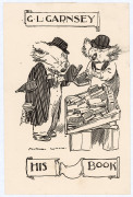 ADRIAN FEINT [1894 - 1971], A collection of three bookplates for E.G. Boreham (wood engraving; signed in margin), H.B. Muir (wood engraving); and T.P. (Thea Proctor) (wood engraving; signed in margin, hand coloured). Various sizes (3). - 4