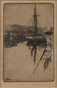 SYDNEY URE SMITH [1887 - 1949], The Little Schooner, Mosman, Etching, signed and numbered 4 and dated 'Dec 1915' in pencil on margin, 16 x 10cm. Original Sedon Galleries label verso.