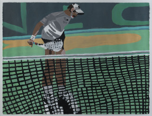 LISA REID [b. 1975], Pat Rafter - He's a good player, watercolour on paper, 2001, with Arts Project label verso, 50 x 66cm.