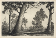 ERNEST EDWIN ABBOTT [1888 - 1973], New Pastures, Home Dam, Post + Rail, Pastoral Country, circa 1930, four etchings, titled and editioned in lower margins, authenticated verso by son, R.D.Abbott, various sizes, mainly 20 x 28cm. (4) - 3