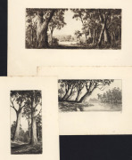 ERNEST EDWIN ABBOTT [1888 - 1973], Ormond College doorway, plus four other landscapes, etchings, circa 1930s, three signed verso by the son, various sizes. (5) - 3