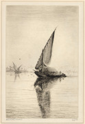 ERNEST EDWIN ABBOTT [1888 - 1973], Carpet Sellers (Egypt), Reflections (Egypt), etchings, circa 1930s, titled and editioned in the lower margins, signed on reverse by the son, R.D. Abbott, 21 x 16cm and 22 x 14.5cm. - 2