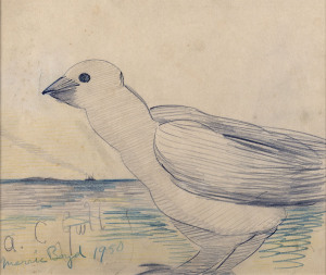 WILLIAM MERRIC BOYD (1888 - 1959, A.C.Gull, pencil on paper, signed "Merric Boyd" and dated "1950" lower left, 22 x 26.5cm.