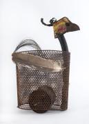 JENNIFER TAYLOR, Tinnameat bird, found metal objects, 47 x 23 x 18cm.