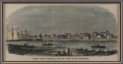 1850s-80s group of five engravings, attractively framed and glazed: "Bourke Street, Saturday Night", "Floods at Melbourne", "Prince's Bridge, Melbourne", "On the Yarra River" and "Market Square, Melbourne, from the vaules of the Yarra-Yarra". Various size - 2