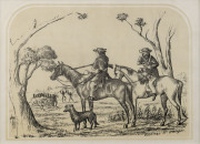 EDWARD CHARLES MAY [1867 - 1920], Five tinted lithographs by E.C. May of scenes of Australian country life, after original sketches by George Hamilton. Hamilton's titles are 'The Lost Bushman', 'The Found Bushman', 'Bushmen in Danger', 'Australian Bushmen