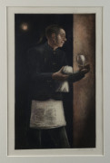 JOHN SCURRY [born 1947], The Waiter, hand coloured lithograph, signed and dated '03 in the lower margin, 30 x 18cm.