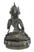 A Nepalese bronze Vajradhara Buddha statue in seated position on lotus base, 19th century, ​44cm high
