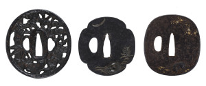 Three Japanese bronze tsubas, Edo and Meiji period, the largest 8cm high