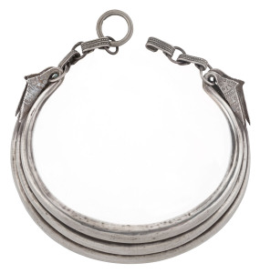 Hmong silver three ringed necklace, Laos/Vietnam, 19th/20th century, 210 grams