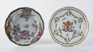 Chinese export ware plate and bowl, 18th century, 22.5cm diameter