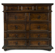 A 17th century English oak chest of drawers, circa 1680, 107cm high, 112cm wide, 59cm deep