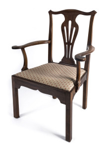 A Chippendale English mahogany carver chair, late 18th century, 69cm across the arms