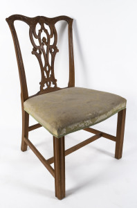 An English provincial Chippendale side chair, beech and pine, 18th century style. 58cm across the seat