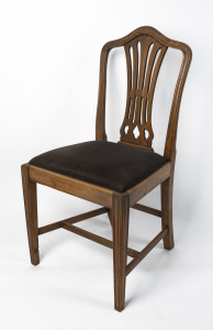 An English provincial Sheraton side chair, fruitwood and beech, 18th/19th century, 48cm across the seat