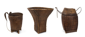 Three rattan baskets, Laos/Vietnam, early 20th century, the largest 60cm high