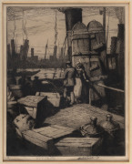 Andr&eacute; Paul ARTIGUE [French, 1879-1956], Lamosque, etching, editioned 8/25 and signed by the artist in the lower margin, 22.5 x 31cm. also, LESLIE MOFFAT WARD [English, 1888 - 1978], Tugs on the Haas, Holland, etching, titled and signed in the lower margin