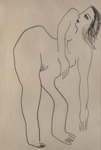 CHARLES BLACKMAN [1928 - 2018], Nude, circa 1963, charcoal on paper, 48 x 30cm.