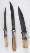 Three ceremonial knives, silver and bone, 19th century, ​the longest 23cm - 2
