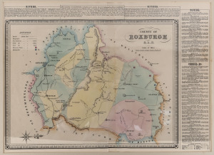 GEORGE BISHOP, "County of ROXBURGH, N.S.W.", [Basch & Co., Sydney, 1872], contemporary hand-coloured, 38 x 53cm. Roxburgh County was one of the original Nineteen Counties in New South Wales. It includes the area to the north east of Bathurst.