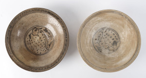 Two Sukhotai fish bowls, Thailand 15th century, 27cm diameter