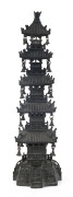 A Korean bronze pagoda in six sections, 13/14th century, 49cm high
