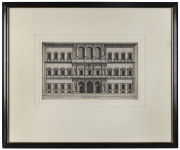 PIETRO FERRERIO [1600 - 1654], Parte del Palazzo de Farnese... (designed by Michelangelo Buonarotti), copper engraving, published 1655, 23 x 38cm also COLEN CAMPBELL [1676 - 1729], The Banquetting House at Whitehall, by Inigo Jones, copper engraving, publ