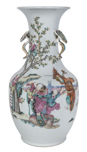 A Chinese famille rose porcelain vase with Rui sceptre handles, Qing Dynasty, 19th century, ​34cm high