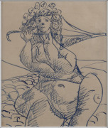 HERMIA SAPPHO BOYD [1931-2000] (attrib.), [Nude with parasol] c.1965, ink on paper, 17 x 14cm.