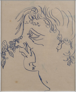 JOHN De BURGH PERCEVAL [1923-2000], Pepper Berries, blue ink on paper, London 1963, 17 x 14cm. and, Barbara's Bum, blue ink on paper, London 1963, 17 x 14cm. (2 items)