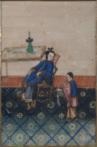 A Pair of Chinese court scene paintings on silk, Qing Dynasty, circa 1840, 28 x 18cm