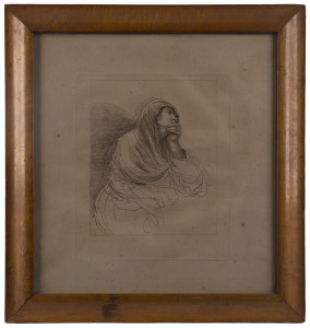 GUERCINO [1591 - 1666] Giovanni Francesco BARBIERI A mother and Child copper-plate engraving 25 x 24cm plus another engraving of a contemplative woman, identically framed in maple. (2 items)