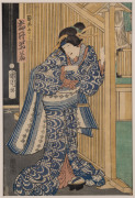 KUNISADA Kabuki actors Two Japanese woodblock prints, ​Meiji period, late 19th century, 36 x 24cm each - 2