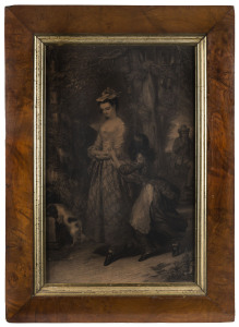 A Colonial Tasmanian musk picture frame with gilt slip mount and English engraving, circa 1840, frame 78.5 x 56cm, (internal size 95 x 37cm)