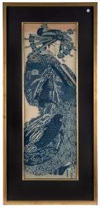 KEISAI YEISAN (1790-1848), portrait of a woman in blue, Japanese woodblock print, 70 x 24cm